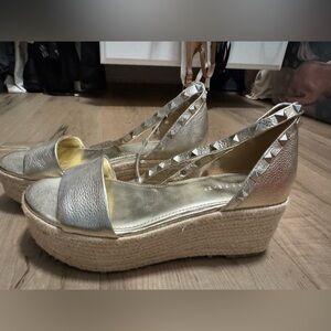 Marc Fisher Gold Metallic Wedges